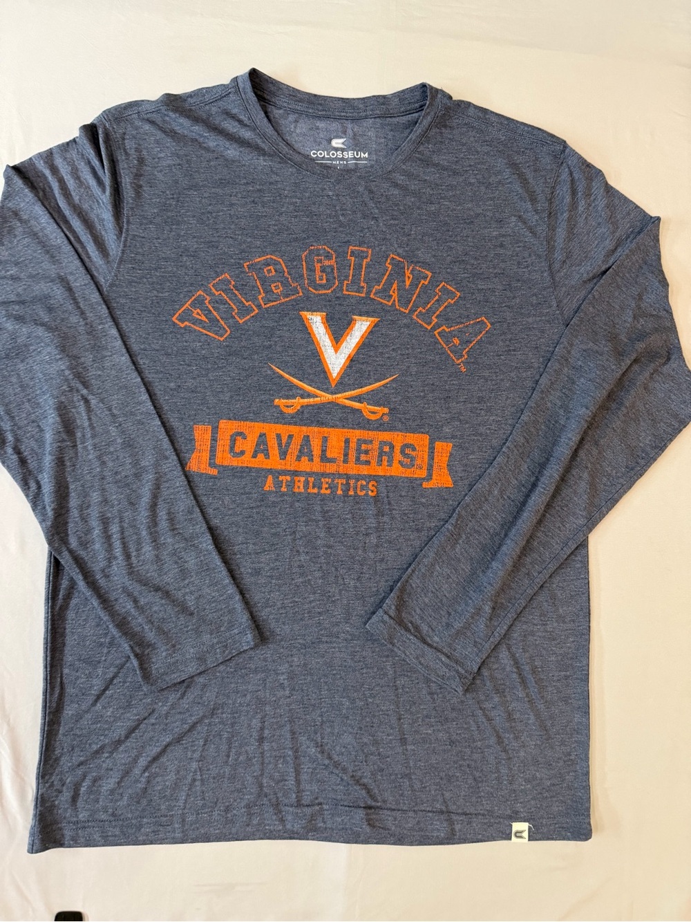 Colosseum Virginia Cavaliers Long Sleeve Tee - Navy Heather with Orange Logo
